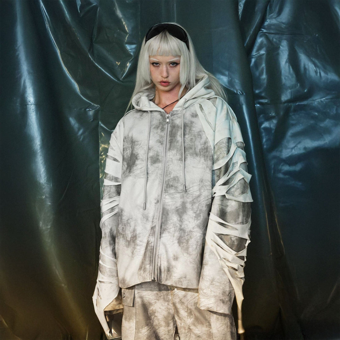 RECOVER ZONE Distressed Slashed PU Layered Hooded Jacket-Jacket-S-Free Shipping Leatheretro