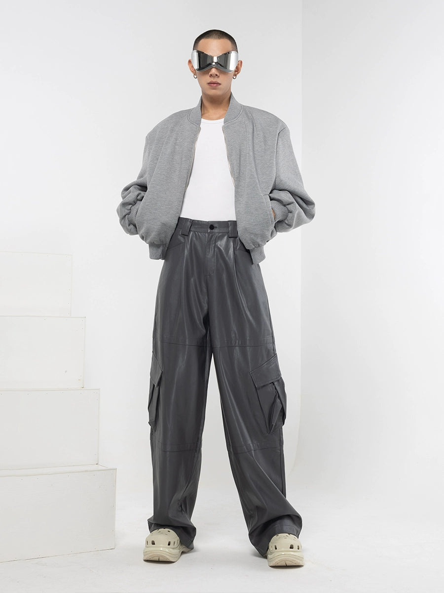 CLP Grey Baseball Collar Pilot Jacket-Gray-S-Free Shipping Leatheretro