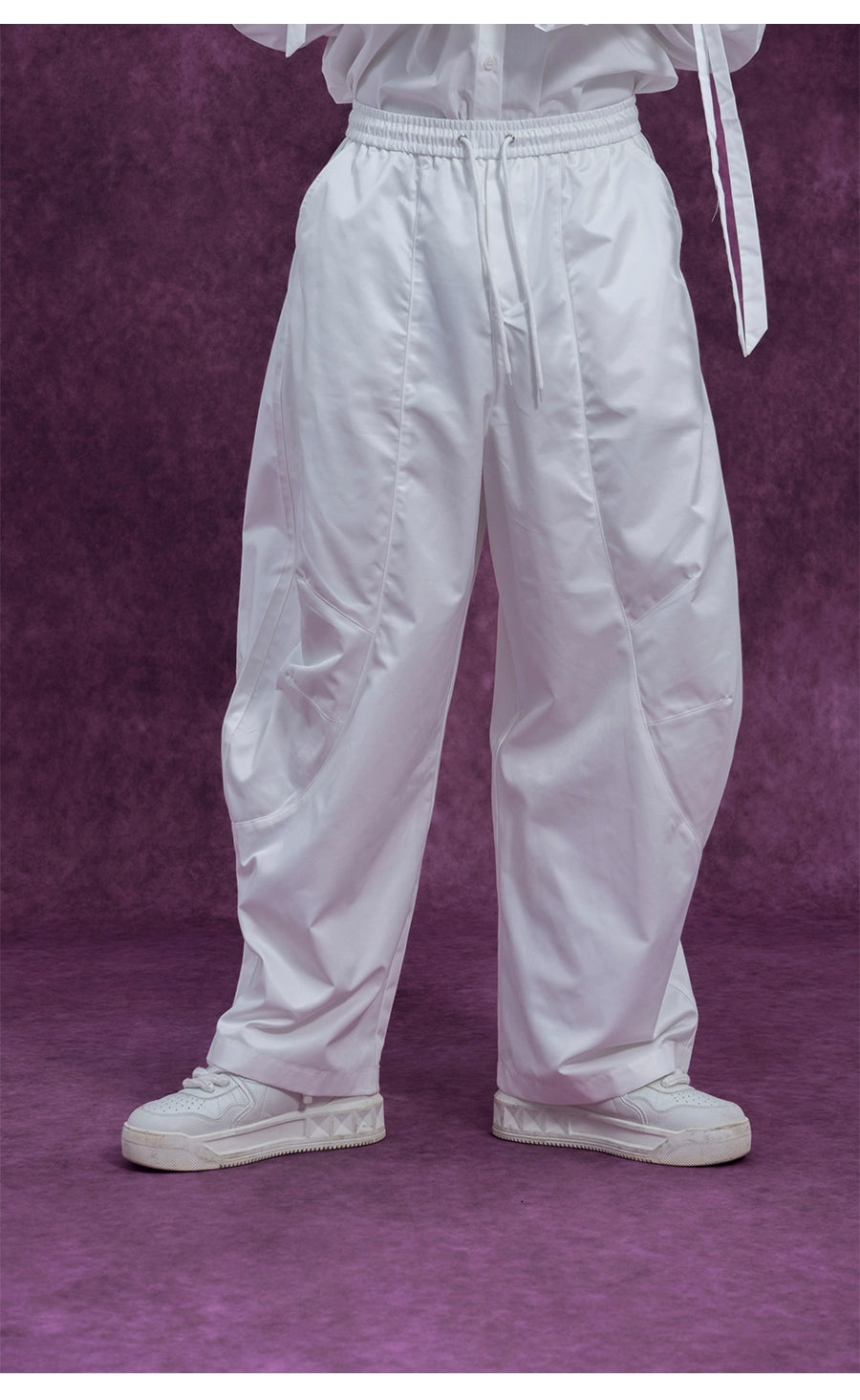 CLP Men's Wide Leg Cargo Joggers-White-M-Free Shipping Leatheretro