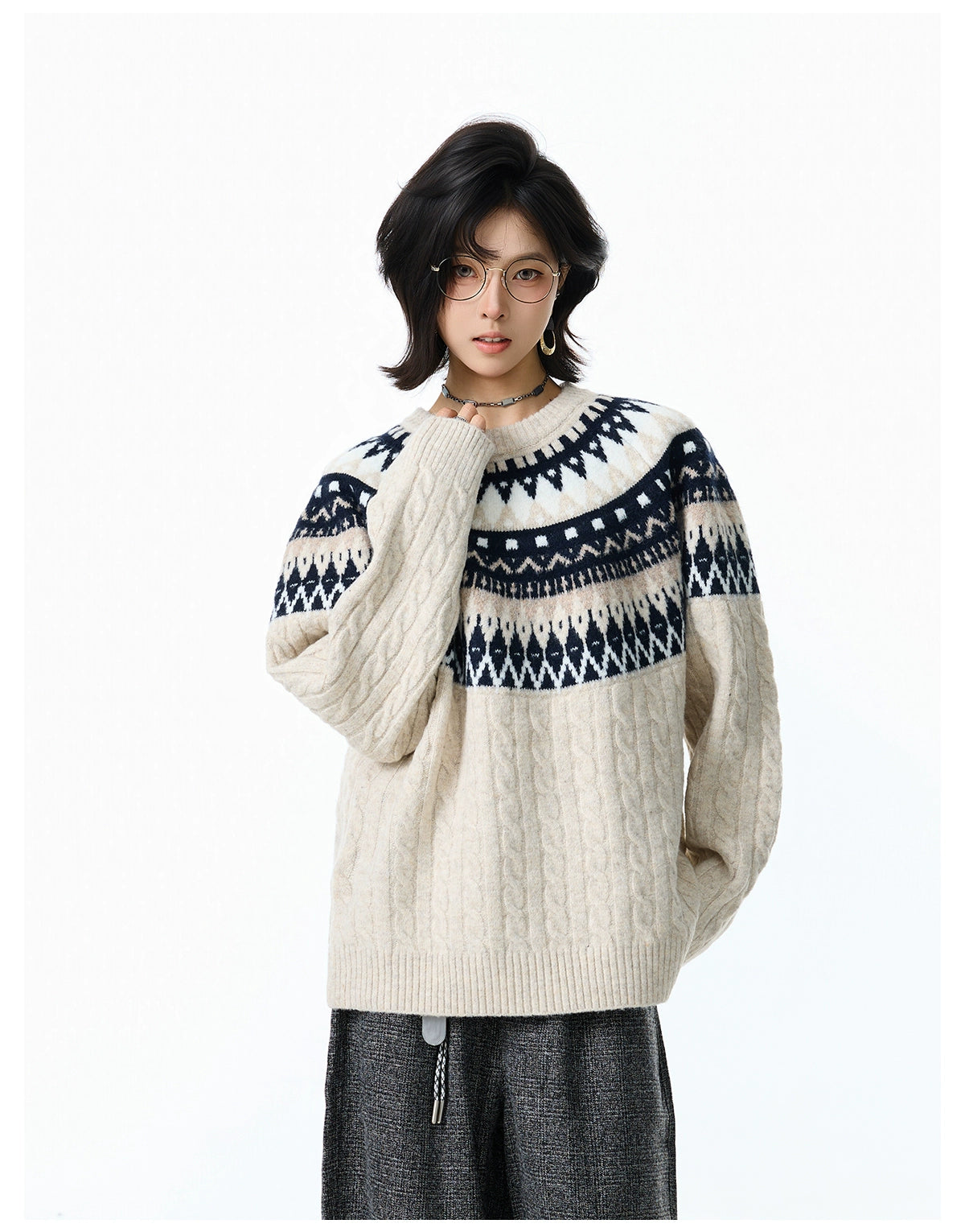BFLC Cozy Winter & Fall Loose Pullover Knit Sweater-Apricot-M-Free Shipping Leatheretro