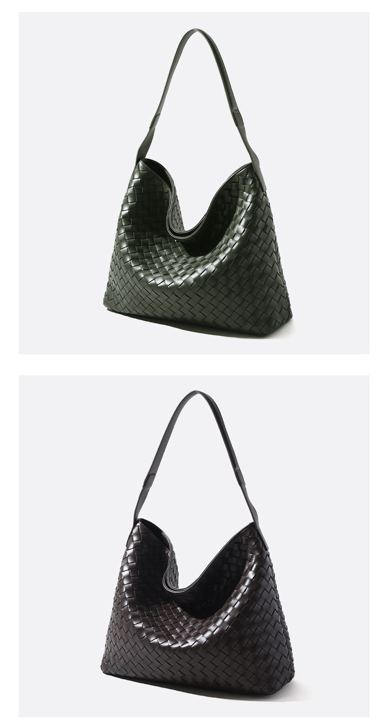 Handwoven Leather Crossbody Bag-Handbags-Green-Free Shipping Leatheretro