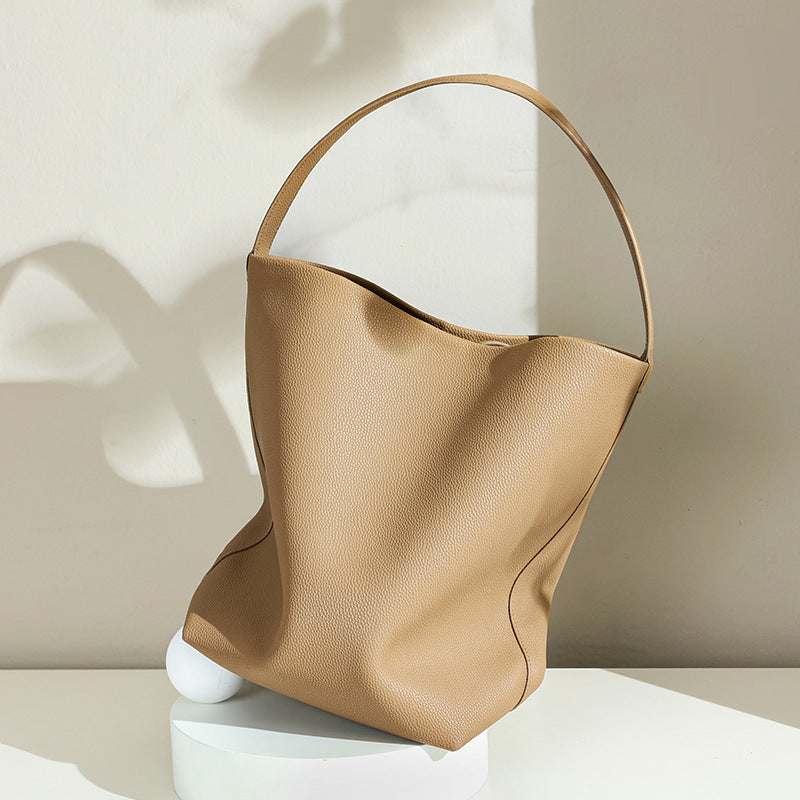 Designed Genuine Leather Bucket Bag-Handbags-Off the White-Free Shipping Leatheretro