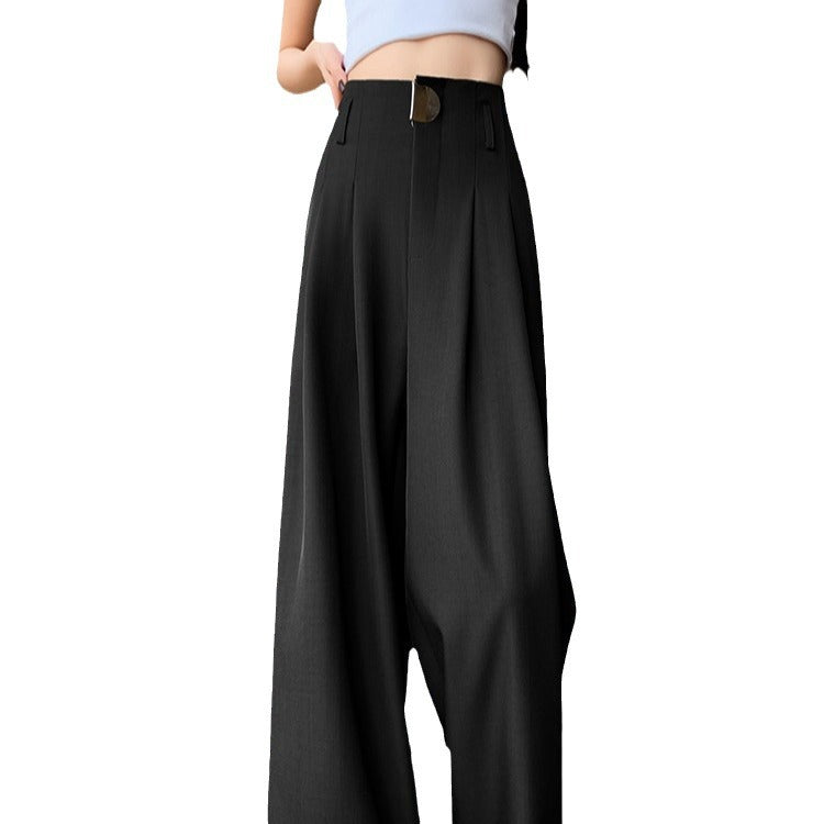 Casual High Waist Loose Long Straight Pants-Pants-Black-S-Free Shipping Leatheretro