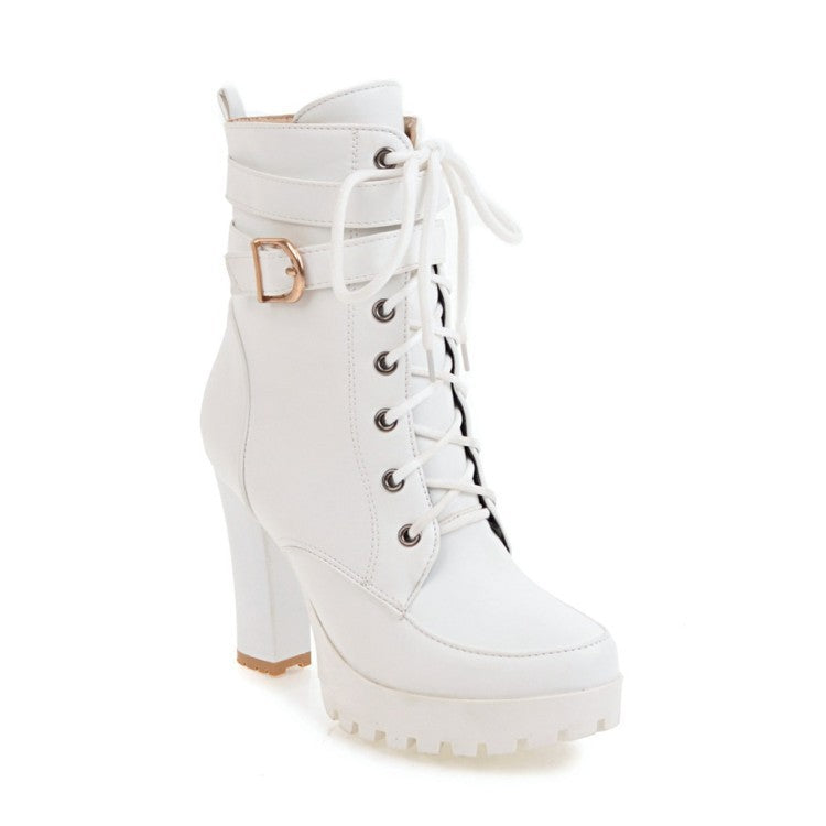 Fashion Chunky Heels Plus Sizes Short Martin Boots-White-34-Free Shipping Leatheretro