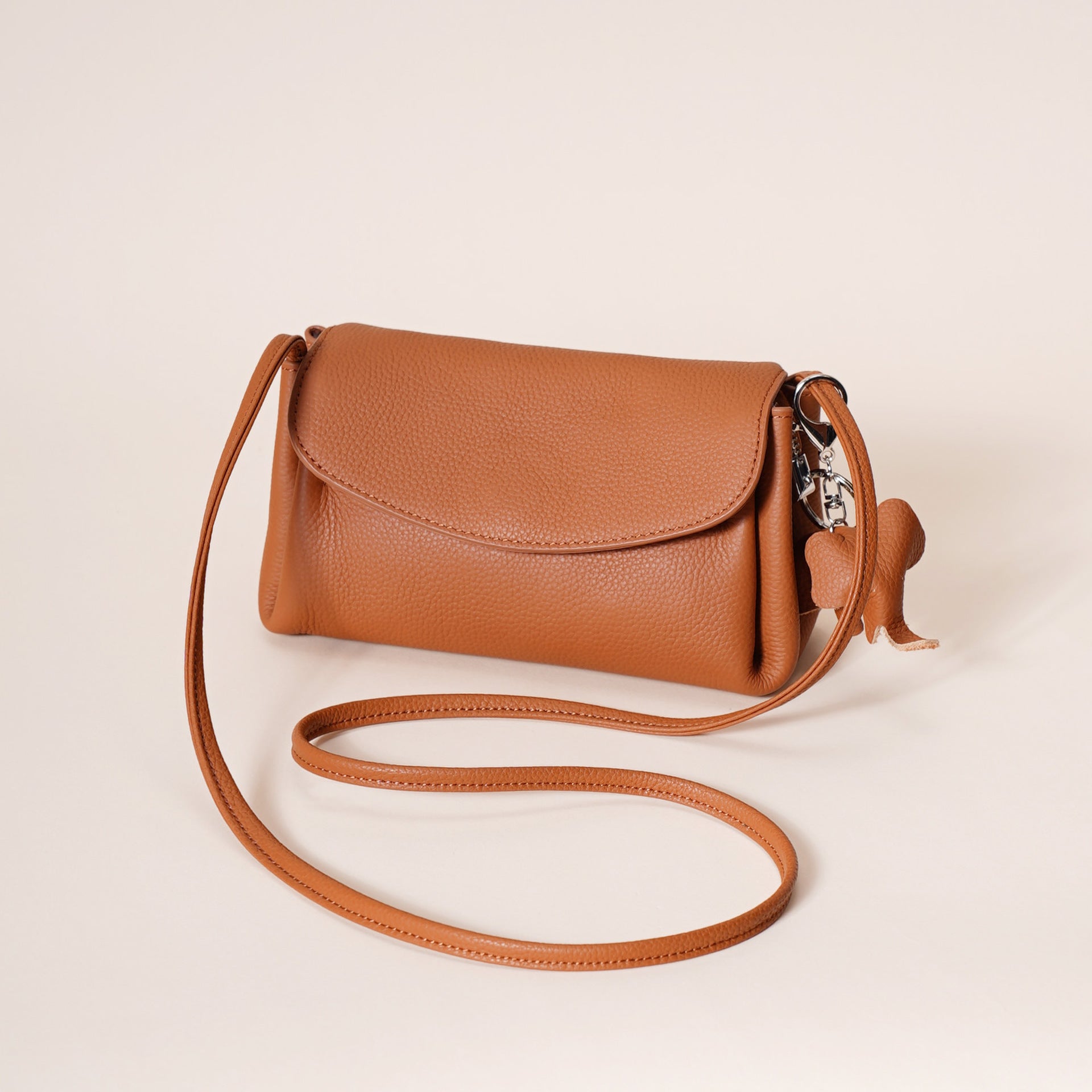 Women's Genuine Leather Crossbody Bag-Apricot-21 cm (L) × 7 cm (W) × 12 cm (H) / 8.3 in (L) × 2.8 in (W) × 4.7 in (H)-Free Shipping Leatheretro