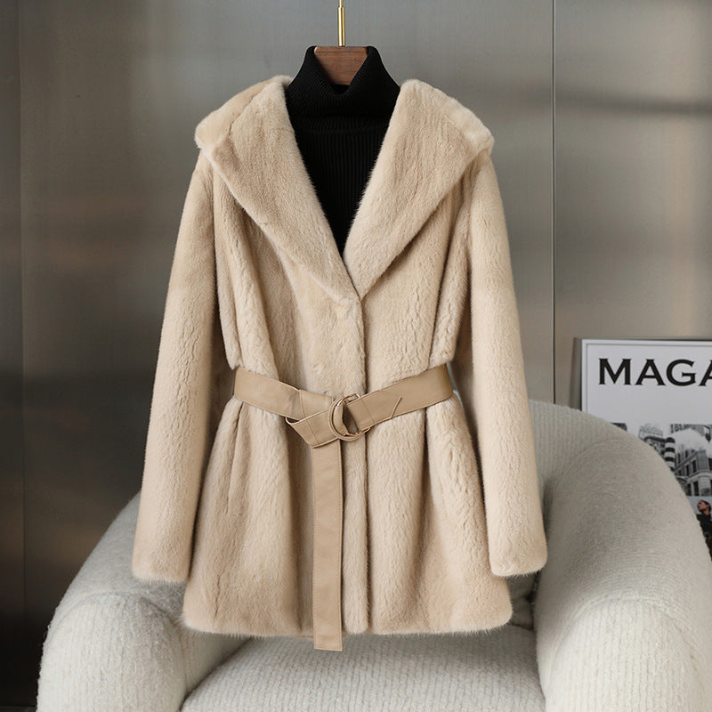 Casual Faux Fur Midi Length Jacket Coats-Coats & Jackets-Khaki-S-Free Shipping Leatheretro