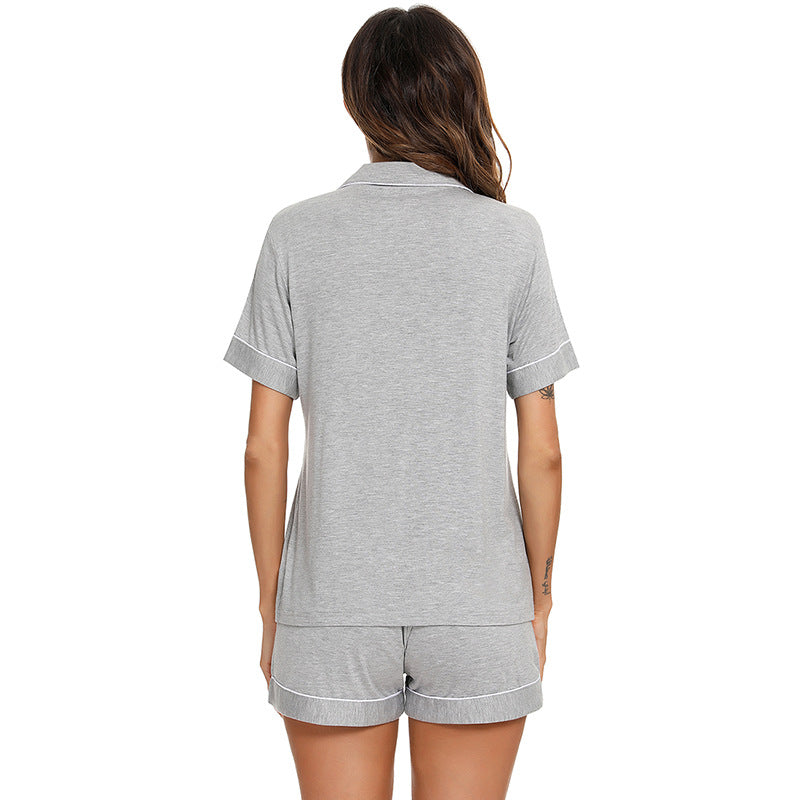 Women Casual Short Sleeves Pajamas-Pajamas-Gray-S-Free Shipping Leatheretro
