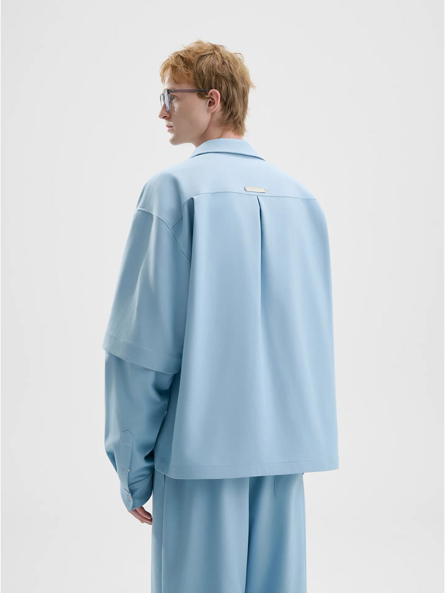TIWILLTANG Detachable-Sleeve Tie-Pocket Shirt-Jacket-S-Blue-Free Shipping Leatheretro