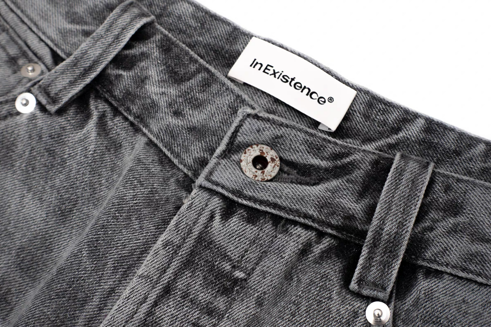 IN EXISTENCE x i Washed Lightning Fade Wide-Leg Jeans Gray-Jeans-XS (0)-Free Shipping Leatheretro