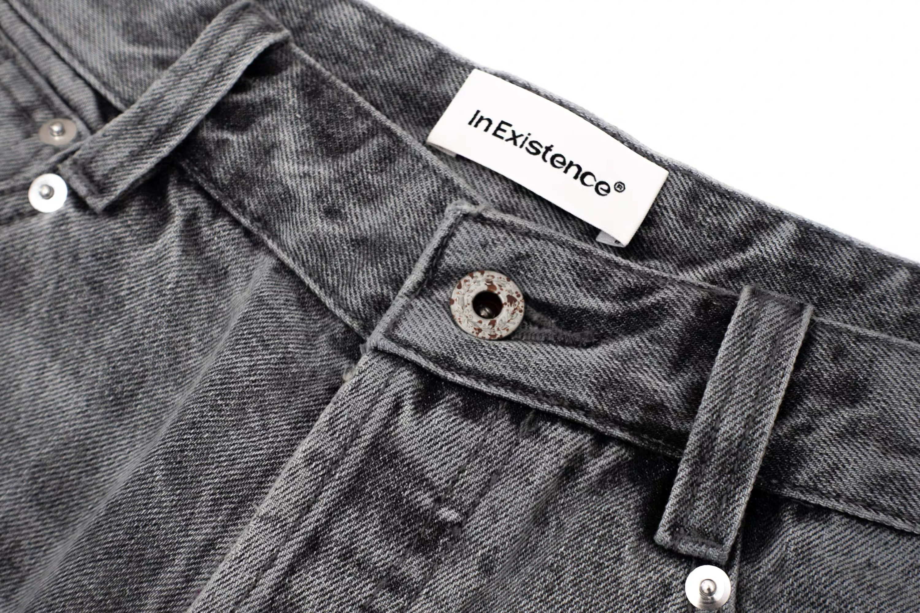 IN EXISTENCE x i Washed Lightning Fade Wide-Leg Jeans Gray-Jeans-XS (0)-Free Shipping Leatheretro