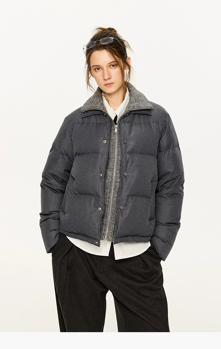 KREATE Men's Two-Tone Knit Collar Down Jacket with 90% Down-Light Blue-S-Free Shipping Leatheretro