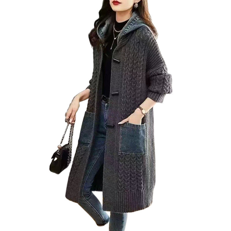 Casual Plus Sizes Knitted Cardigan Jacket Coats-Coats & Jackets-Coffee-M 40-50 kg-Free Shipping Leatheretro