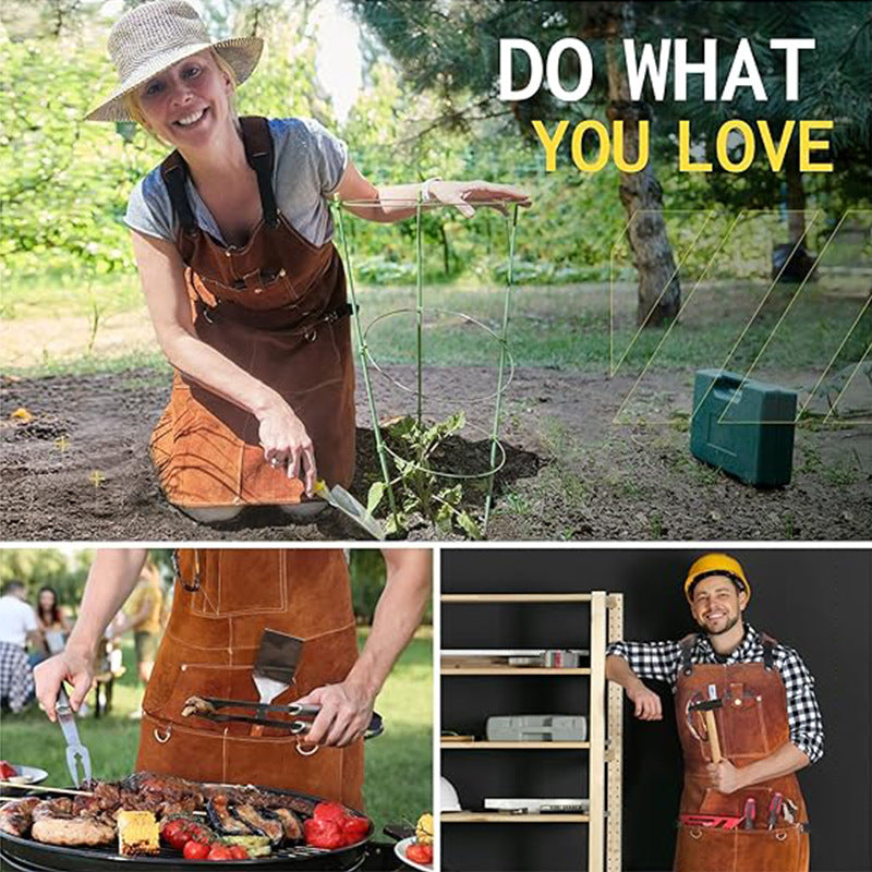 Flame-Resistant & Waterproof Work Apron-Apron-Brown-Free Shipping Leatheretro