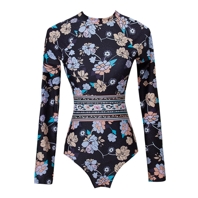 Women Long Sleeves Floral Print Surf Wear-Swimwear-The same as picture-S-Free Shipping Leatheretro