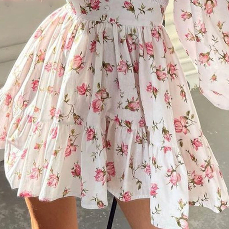 Elegant Sweet Summer Short Long Sleeves Short Dresses-dresses-White-S-Free Shipping Leatheretro