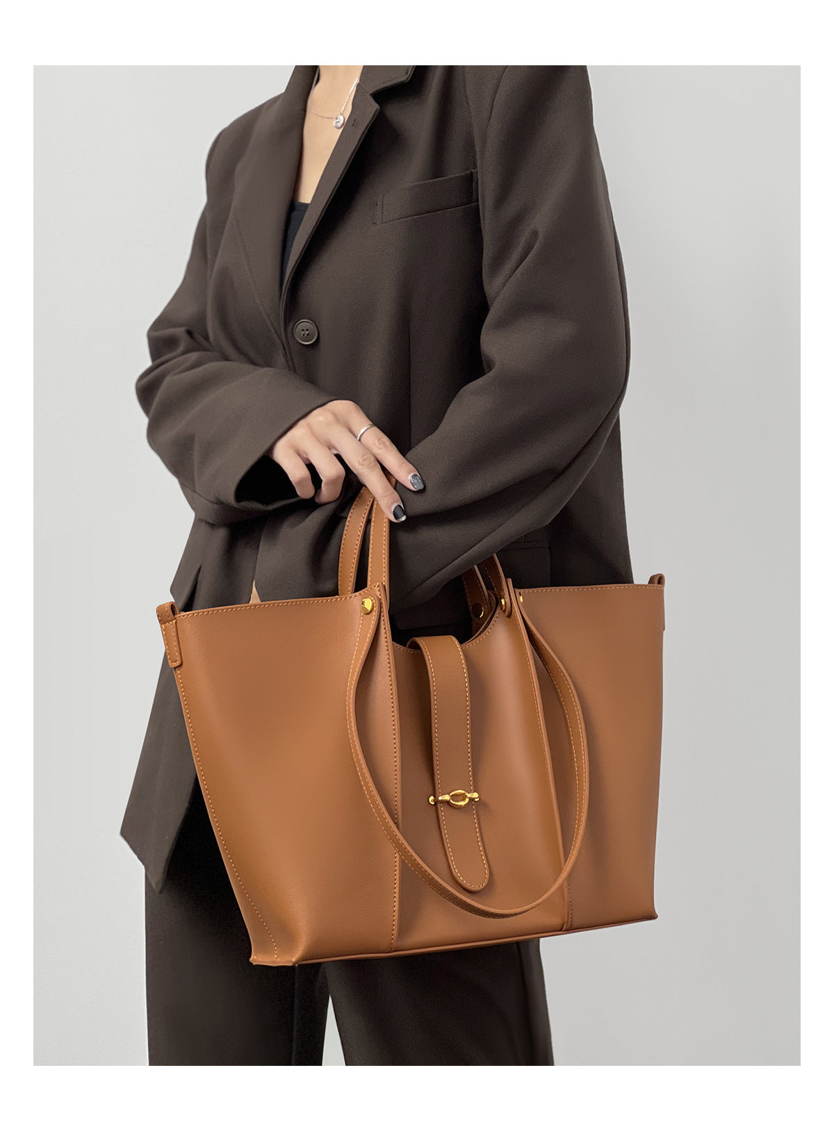 Stylish Leather Large Tote Bag for Women-Handbags-Brown-30*11*26cm-Free Shipping Leatheretro