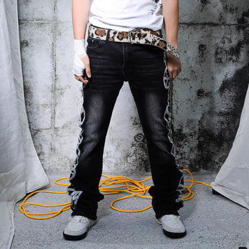 VINKID Peace Graphic Washed Jeans-Jeans-S (Preorder)-Free Shipping Leatheretro