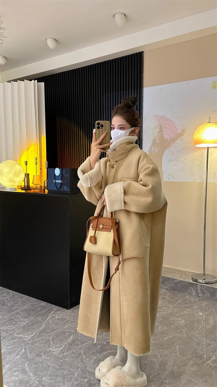 Fashion Faux Fur Winter Long Outerwear for Women-Outerwear-Apricot-S-Free Shipping Leatheretro