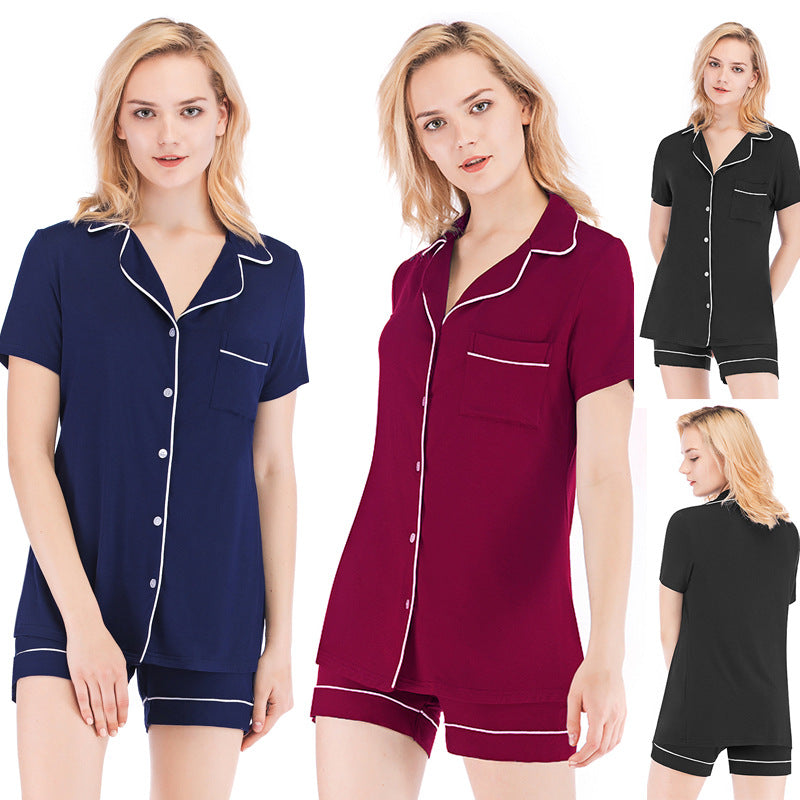 Women Casual Short Sleeves Pajamas-Pajamas-Gray-S-Free Shipping Leatheretro