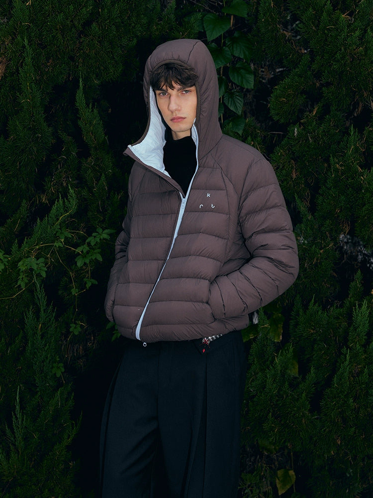 KREATE Color-Block Down Jacket with 90% White Duck Down-Black-S-Free Shipping Leatheretro