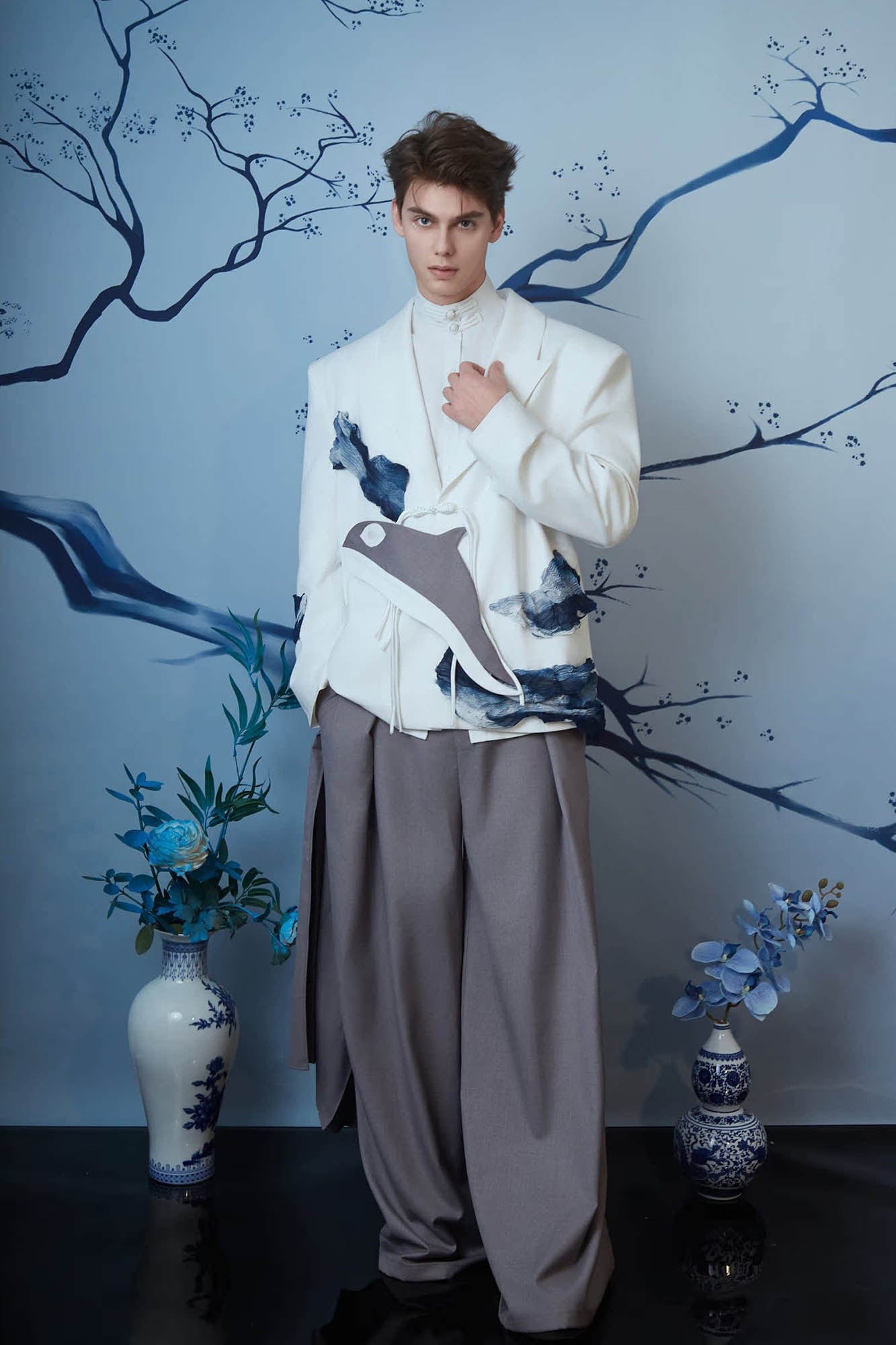 JIECHI Layered Draped Wide-Leg Pants-Pants-M-Free Shipping Leatheretro