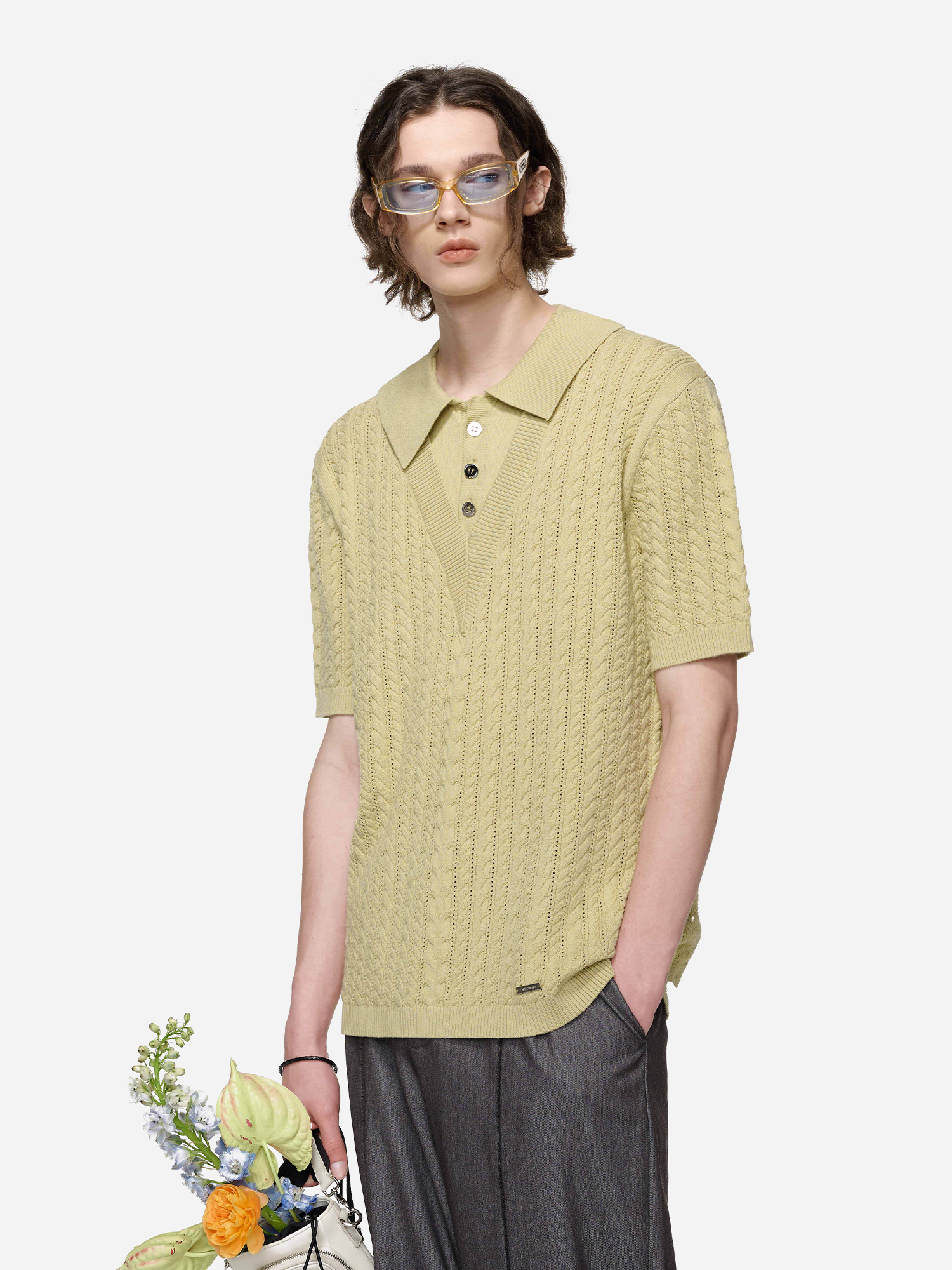 TIWILLTANG Layered Cable-Knit Openwork T Shirt-T Shirt-S-Free Shipping Leatheretro