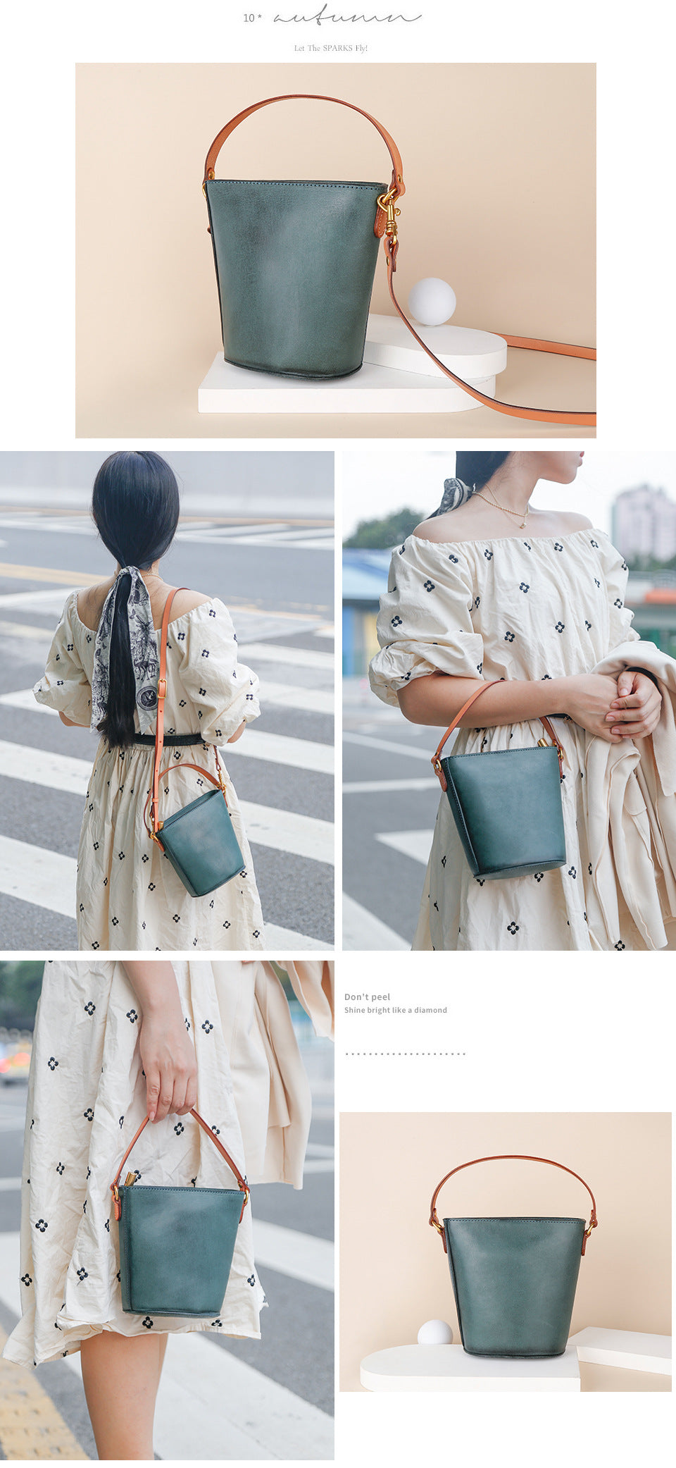 Vegetable-Tanned Leather Bag, Phone Bags-Handbags-Black-Free Shipping Leatheretro