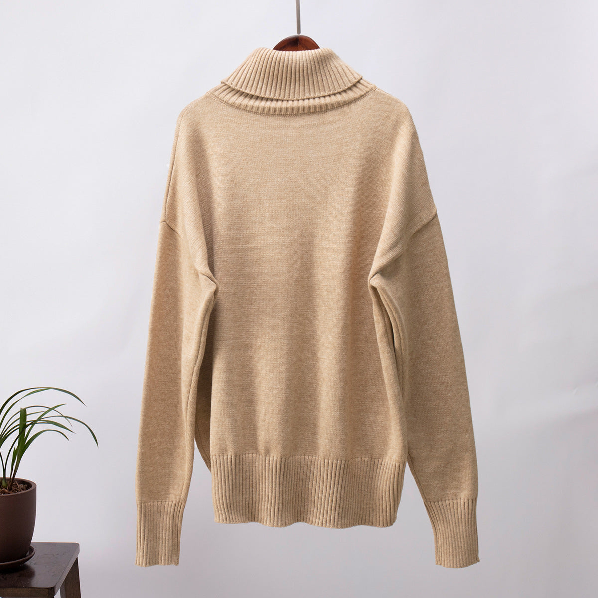 Classical High Neck Knitted Pullover Sweaters-Sweater&Hoodies-White-S-Free Shipping Leatheretro