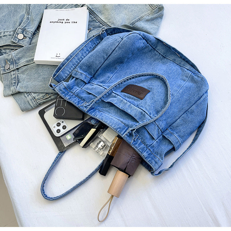 Denim Tote Bag for Women-Canvas Bag-Dark Blue-Free Shipping Leatheretro