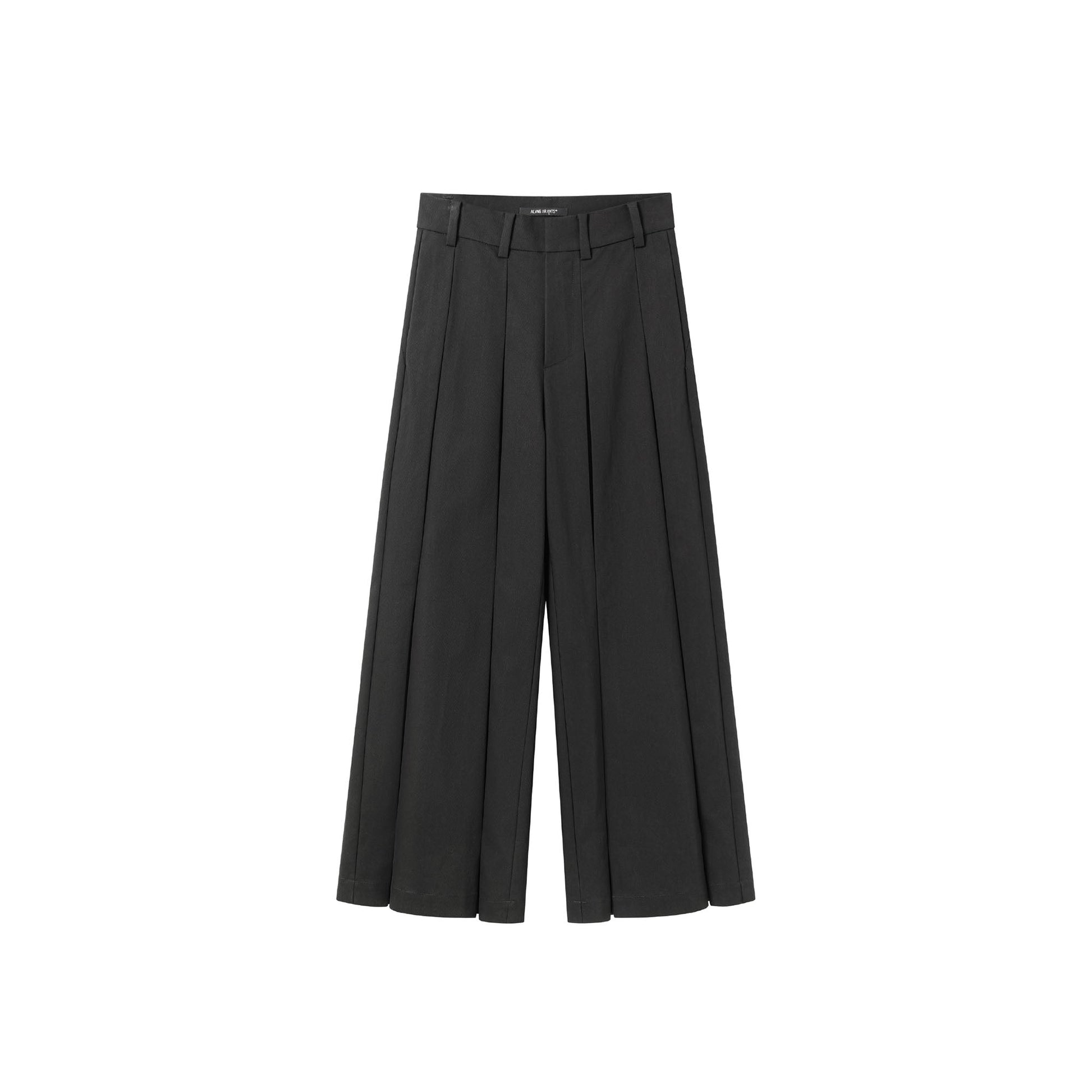 ALVNG AR ANTS Double Pleat Panel Wide-Leg Trousers-Pants-S-Gray-Free Shipping Leatheretro