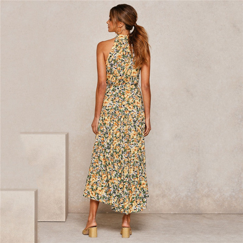 Casual Halter Summer Long Dresses-Dresses-Yellow-XS-Free Shipping Leatheretro