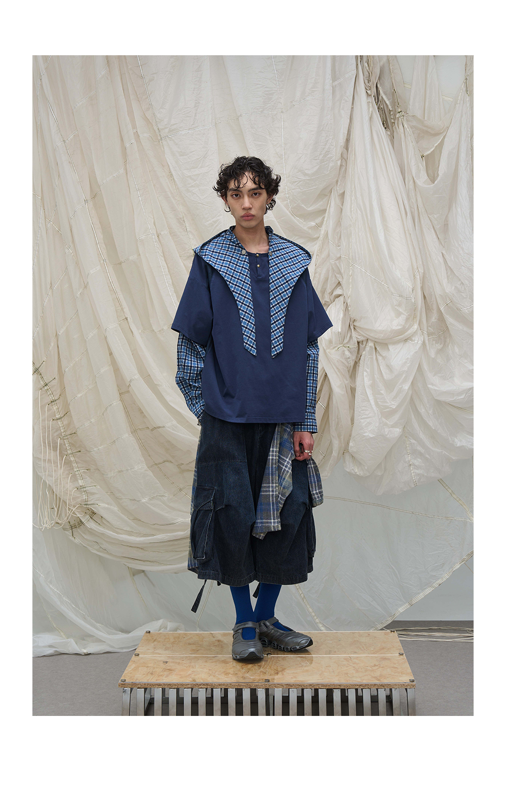 RELABEL Detachable Frill Tie-Detail Washed Denim Shorts - Distressed Blue Jeans-Blue-XS-Free Shipping Leatheretro