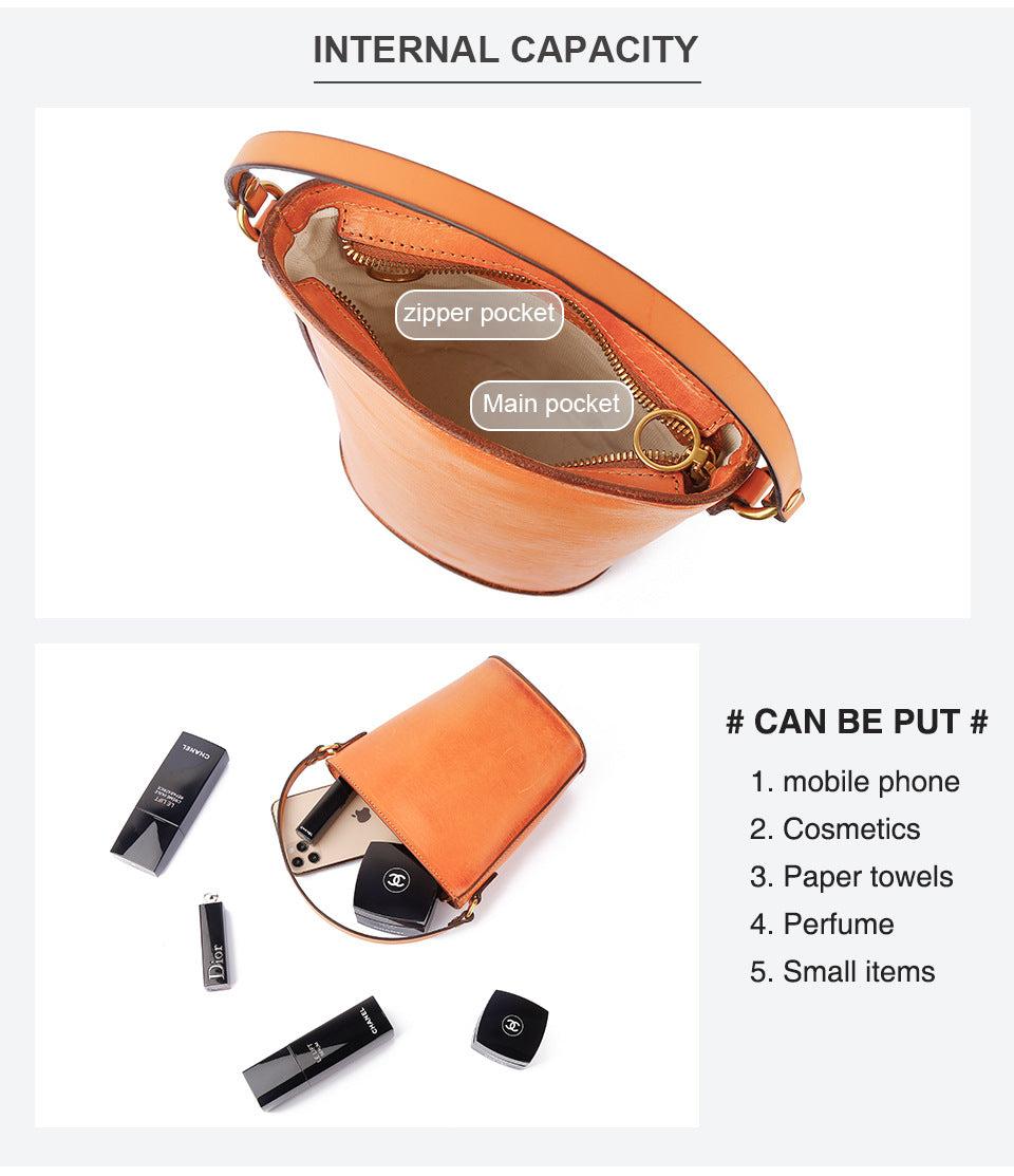 Vegetable-Tanned Leather Bag, Phone Bags-Handbags-Black-Free Shipping Leatheretro