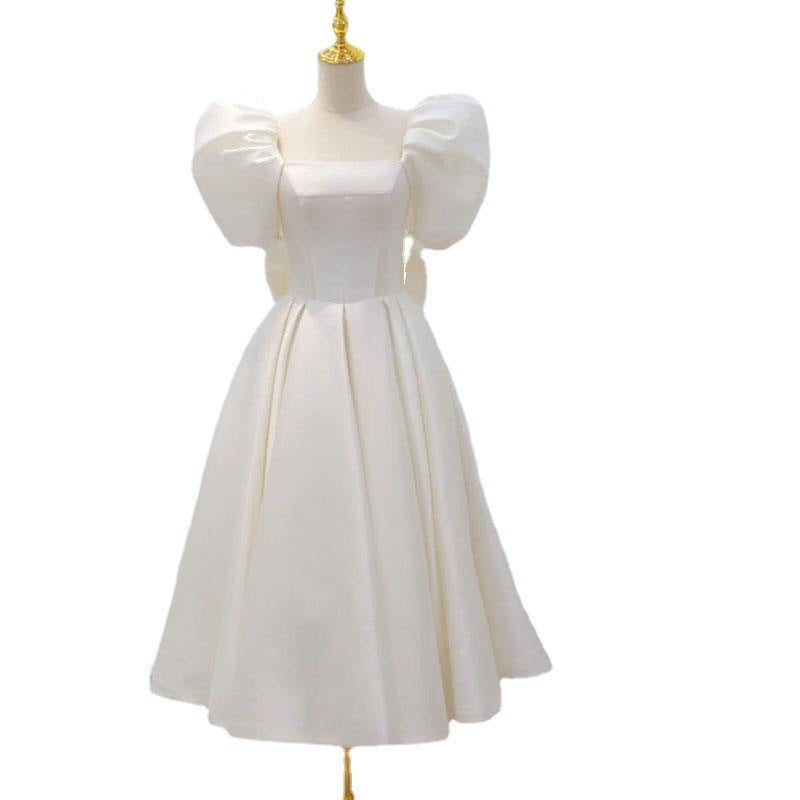 Vintage Elegant Short Party Dresses-Dresses-White-S-Free Shipping Leatheretro