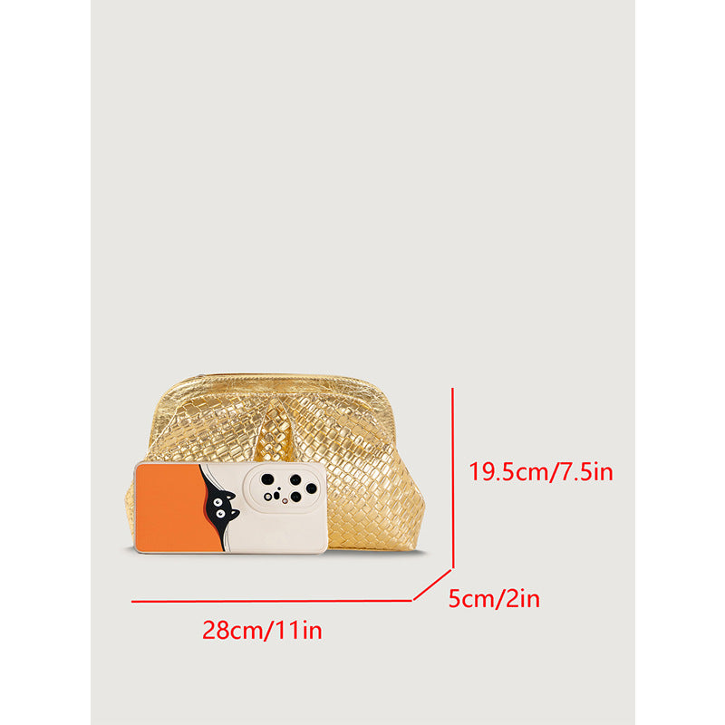 Wrinkle Dumpling Bag – Versatile Knit Shoulder Bag & Crossbody Purse-gold-28x19x5CM-Free Shipping Leatheretro