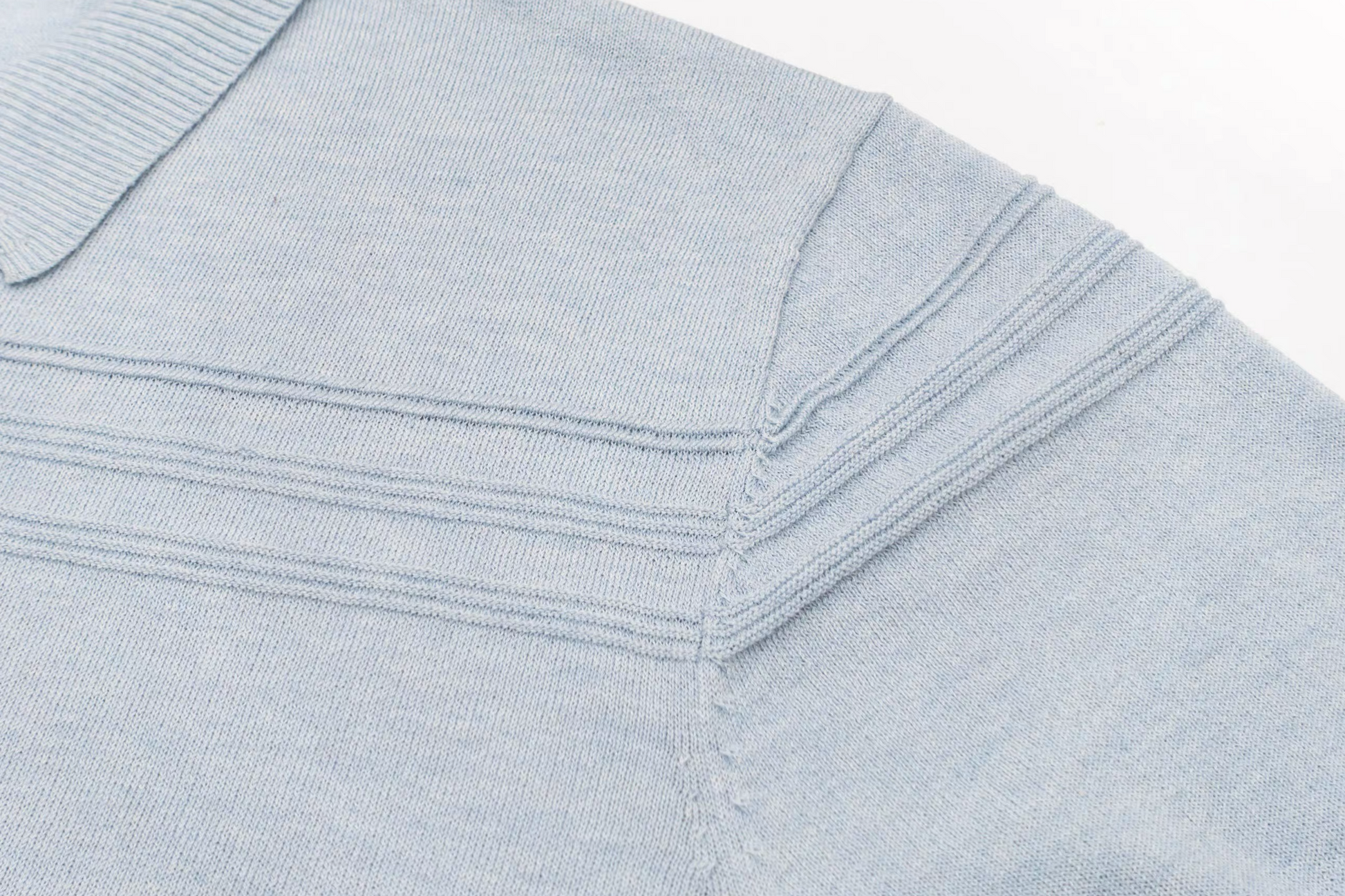 IN EXISTENCE Jacquard-Trim Wool-Blend Knit Half Shirt-Half shirt-S (1)-Blue (S M for Preorder)-Free Shipping Leatheretro