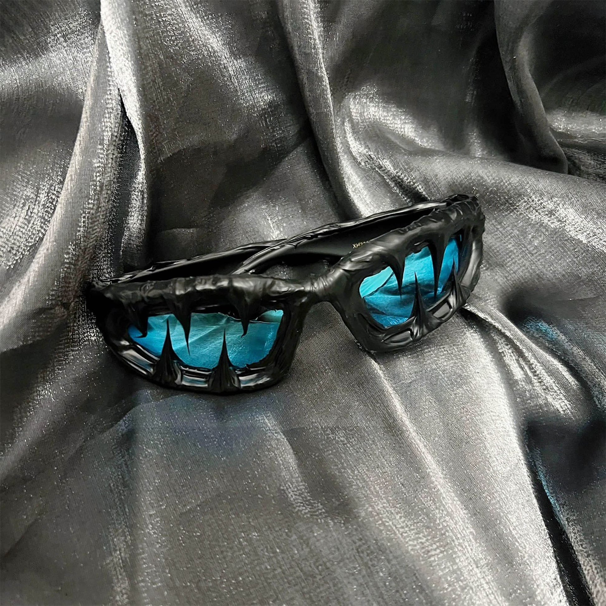 Pi0neeR Venom Melt Dripped Resin Sunglasses-Sunglasses-One size-Blue-Free Shipping Leatheretro