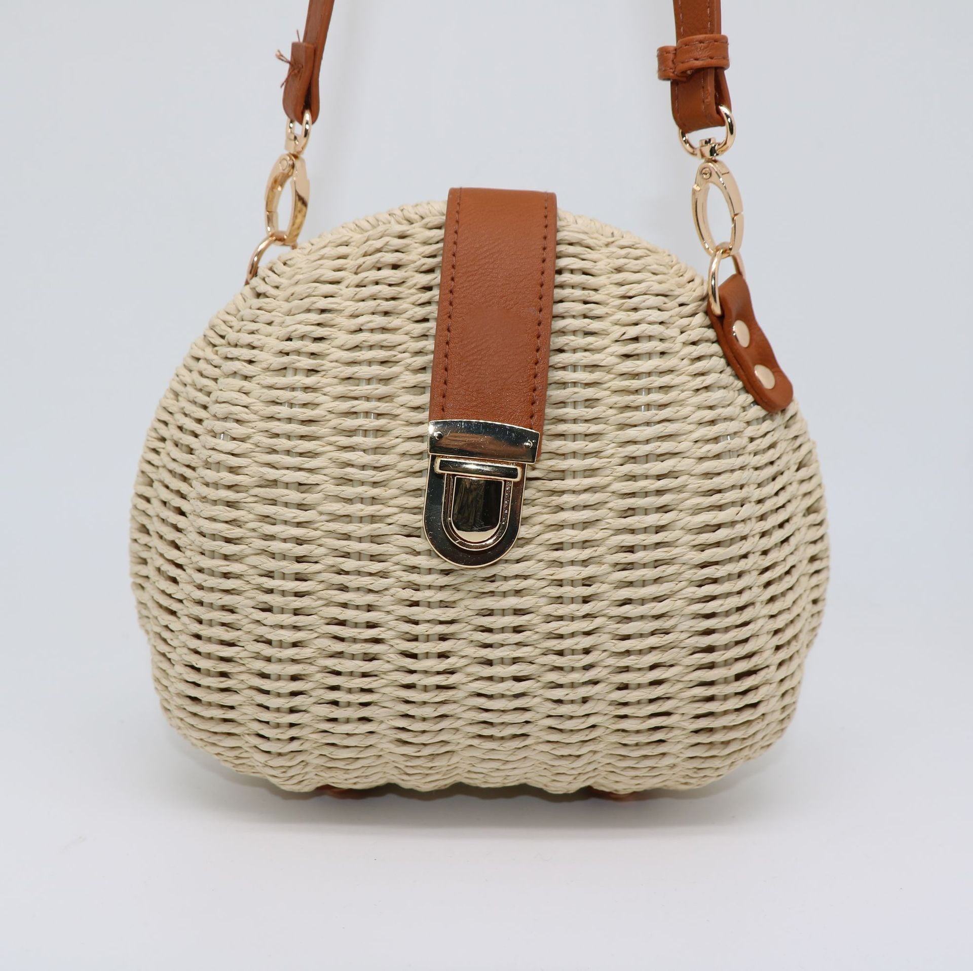 Summer Shell Crossbody Bag-Ivory-Free Shipping Leatheretro