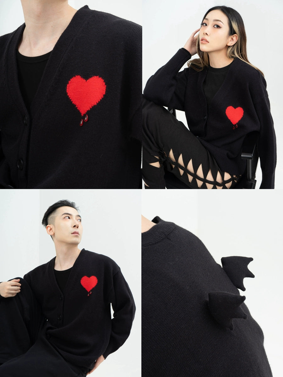 CLP Butterfly Love Beaded Cardigan - Oversized Knit Sweater-Black-Short- Three Buttons-Free Shipping Leatheretro