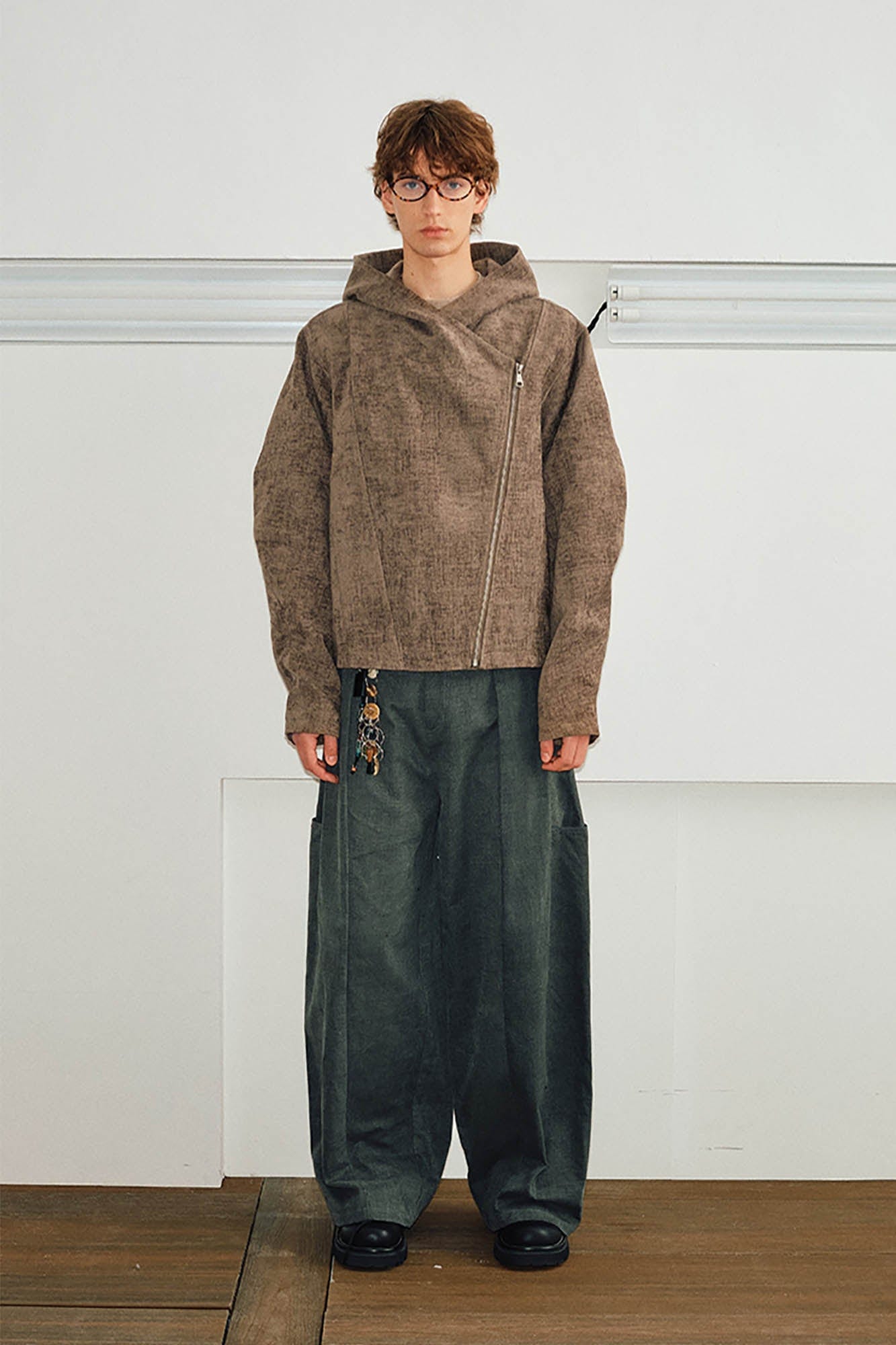 KREATE Asymmetrical Zipper Hooded Jacket-Jacket-S-Grey-Free Shipping Leatheretro