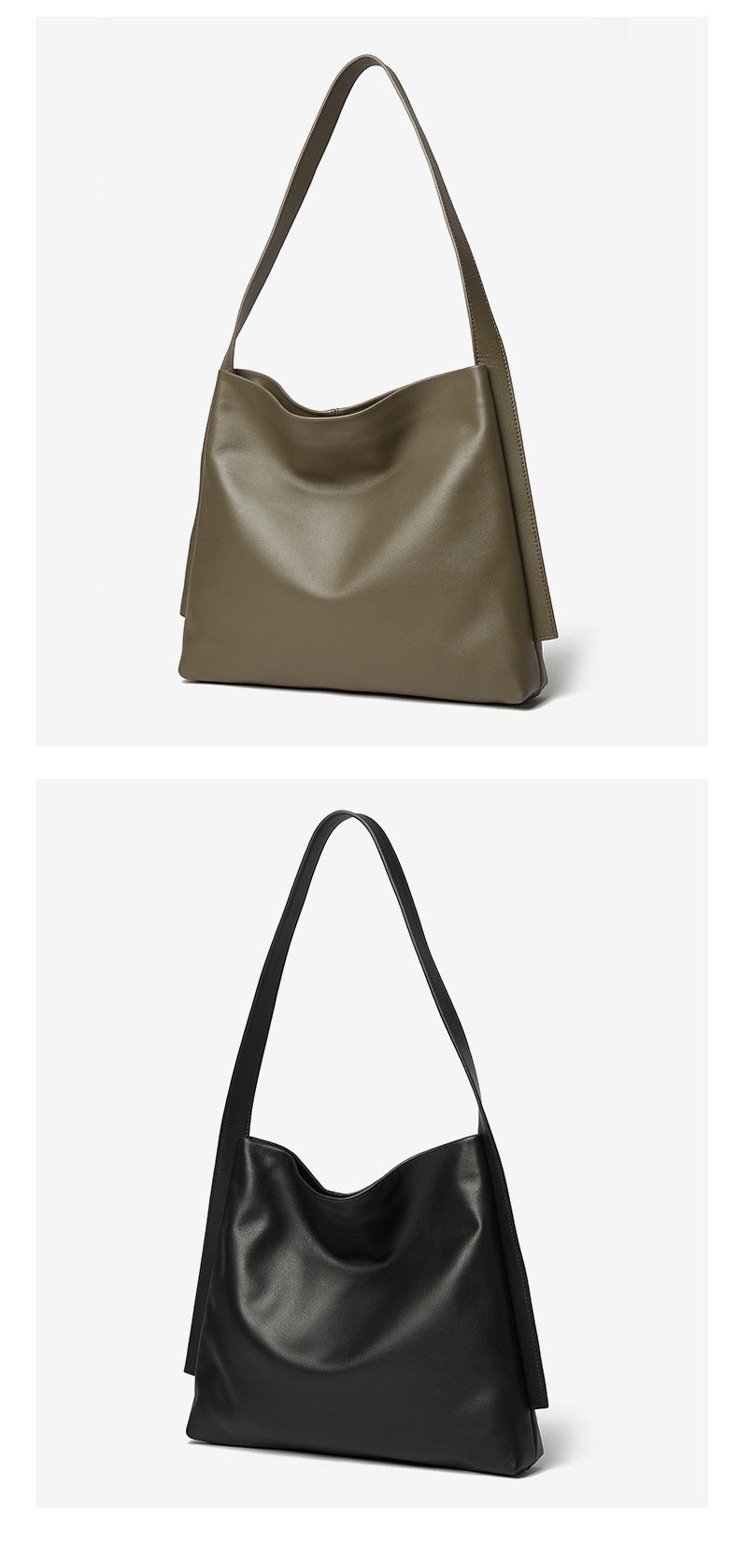 Large Capacity Tote Bag - Full-Grain Leather Minimalist Mother-Child Crossbody Shoulder Bag-Handbags-Gray-Free Shipping Leatheretro