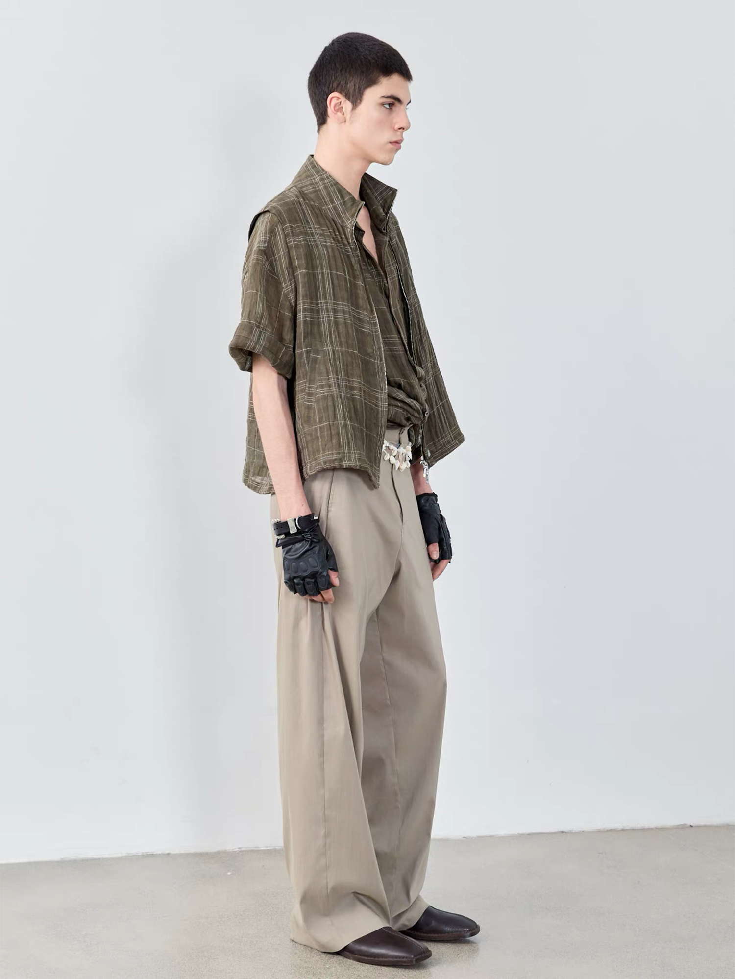 GRAINMUSTARD Linen-Cotton Plaid Vest-Vest-XS-Green-Free Shipping Leatheretro