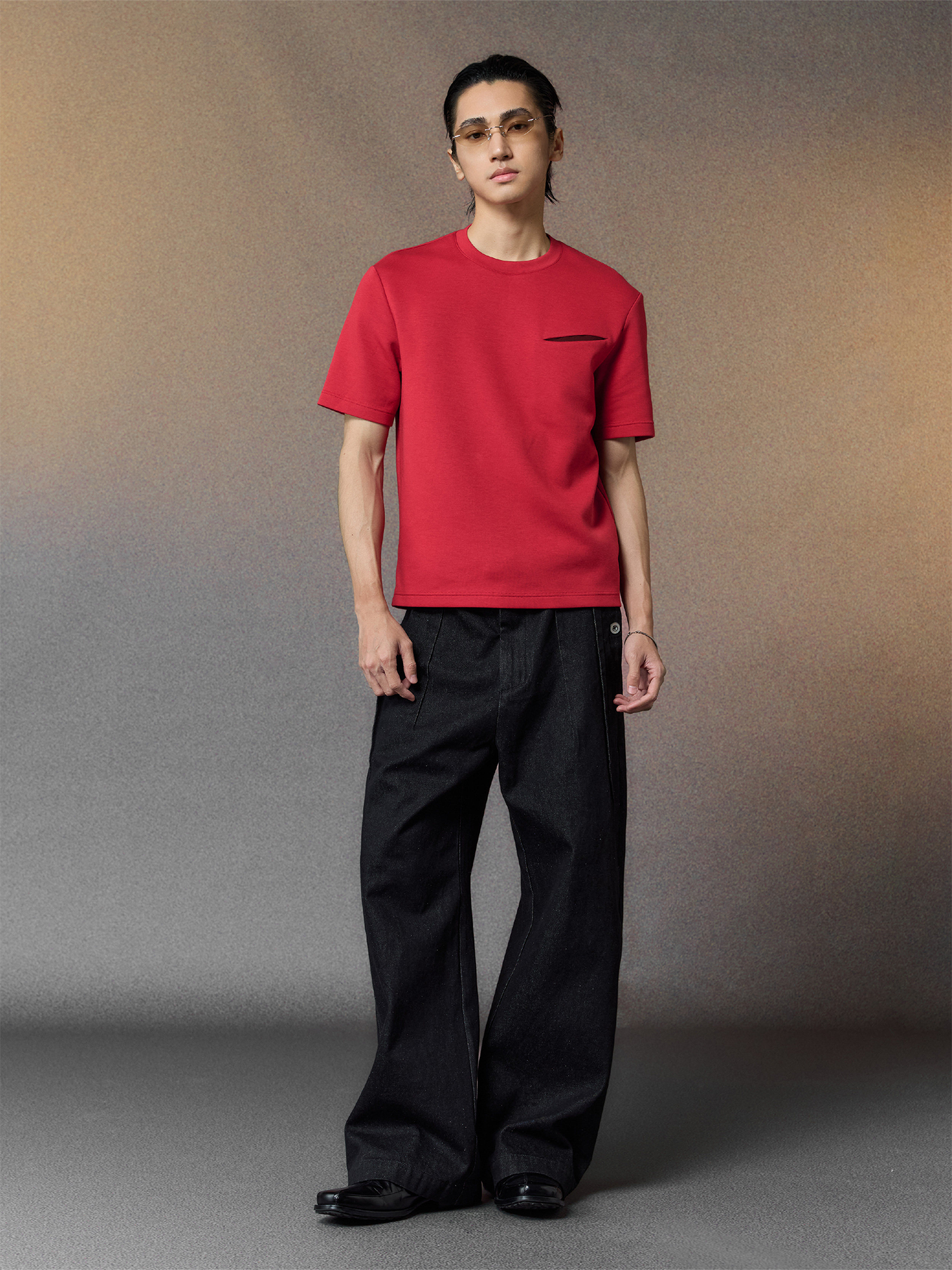 ALVNG AR ANTS Pleated Straight-Leg Denim Trousers-Jeans-S-Free Shipping Leatheretro