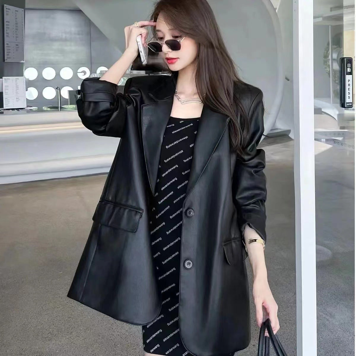 Fashion Luxury PU Leather Jacket Coats-Coats & Jackets-Black-S-Free Shipping Leatheretro