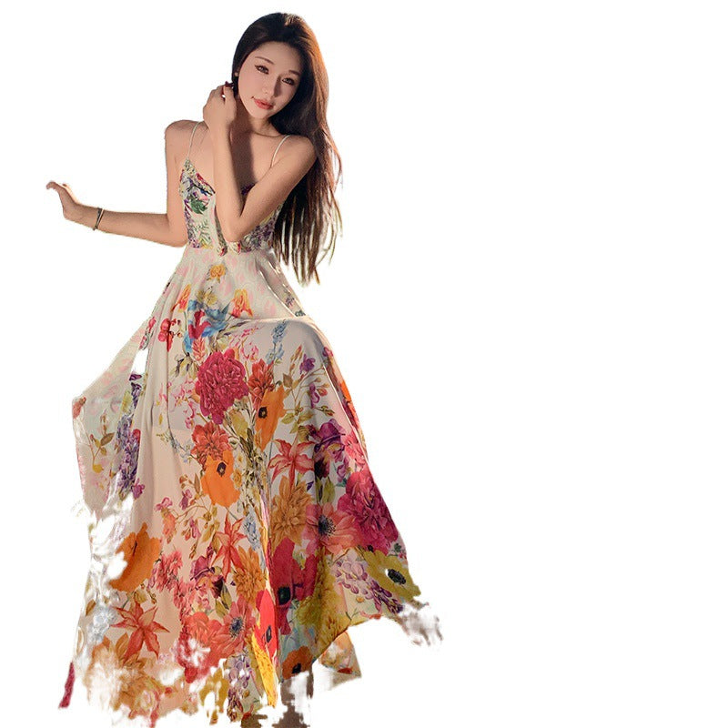 Colorful Oil Painting Summer Holiday Dresses for Women-Dresses-Floral-S-Free Shipping Leatheretro