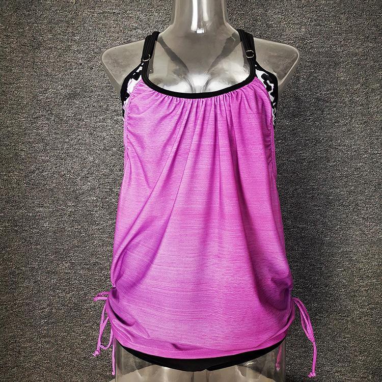 Fashion Conserved Crop Top Tankini Swimsuit-Women Swimwear-Purple-S-Free Shipping Leatheretro