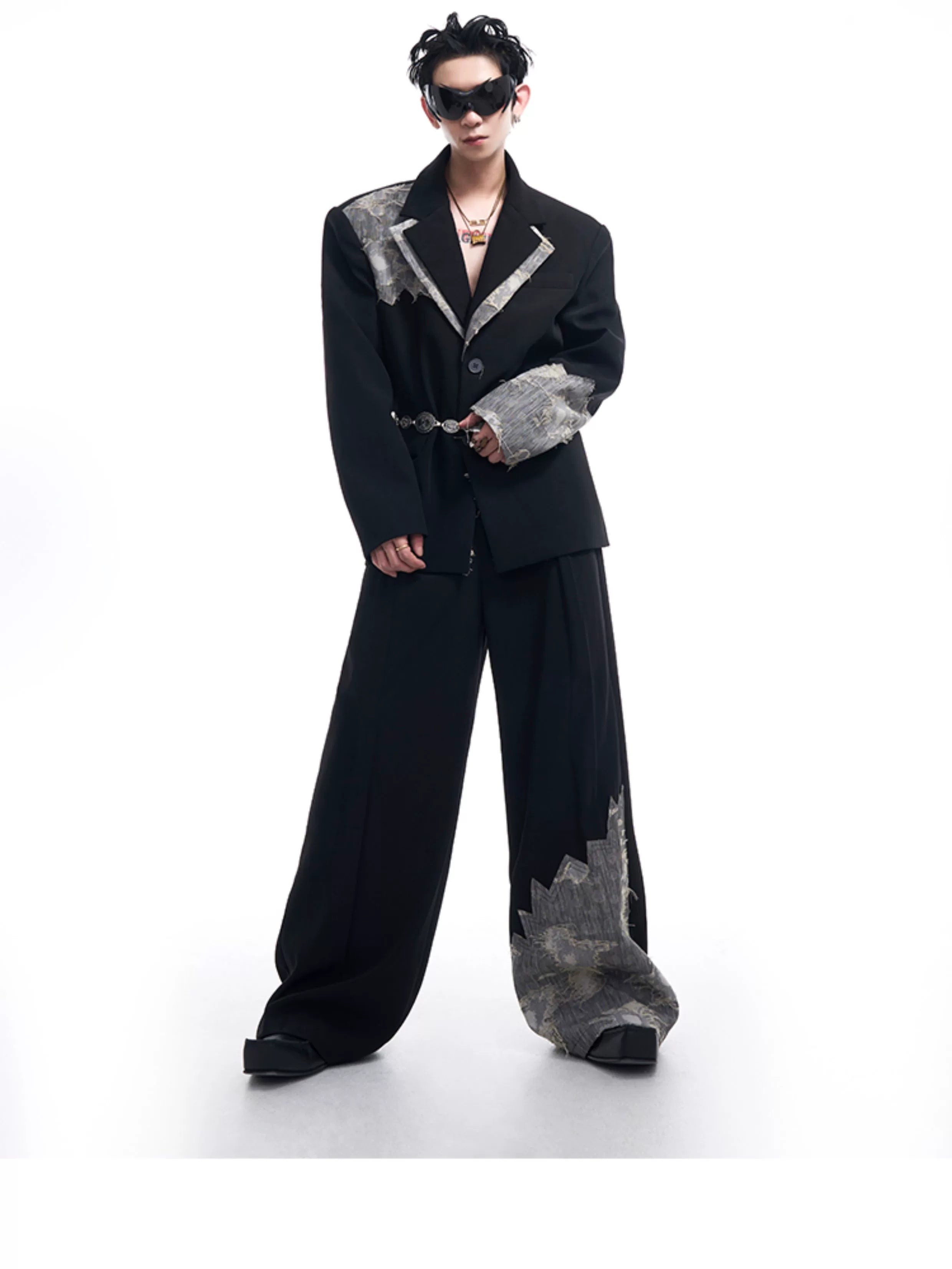 STARTEXCEEDEND Men's Luxury Slim-Fit Double-Breasted Blazer and Pants-Black Top-S 40-55kg-Free Shipping Leatheretro