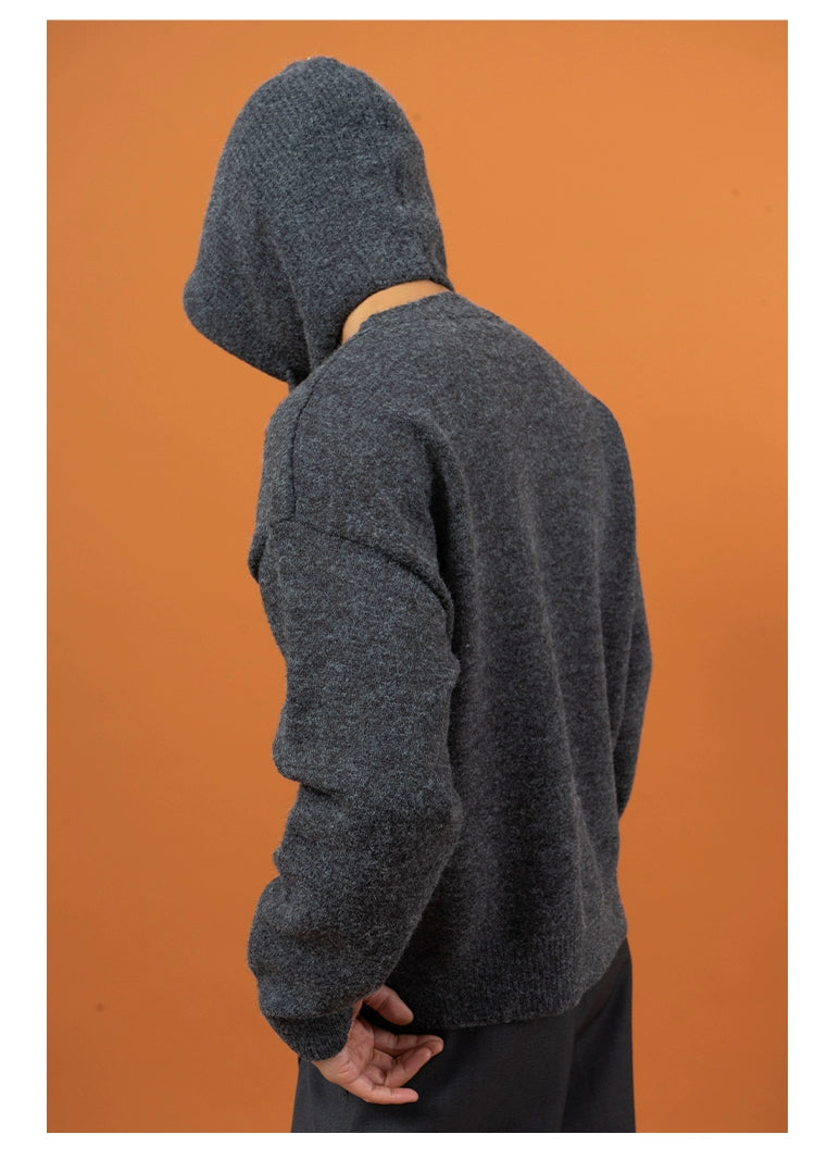 CLP Unisex Split Hoodie Snood Knit Sweater-Gray-S-Free Shipping Leatheretro