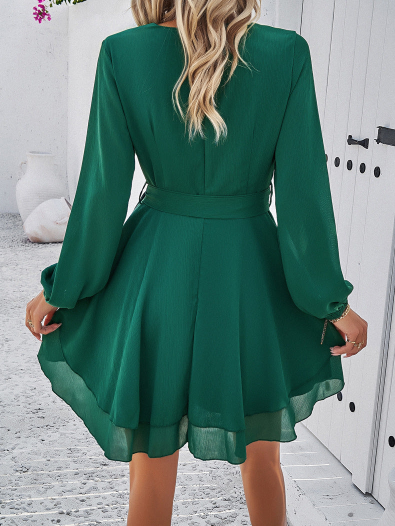 Elegant Long Sleeves Women Short Dresses-Dresses-Pink-S-Free Shipping Leatheretro