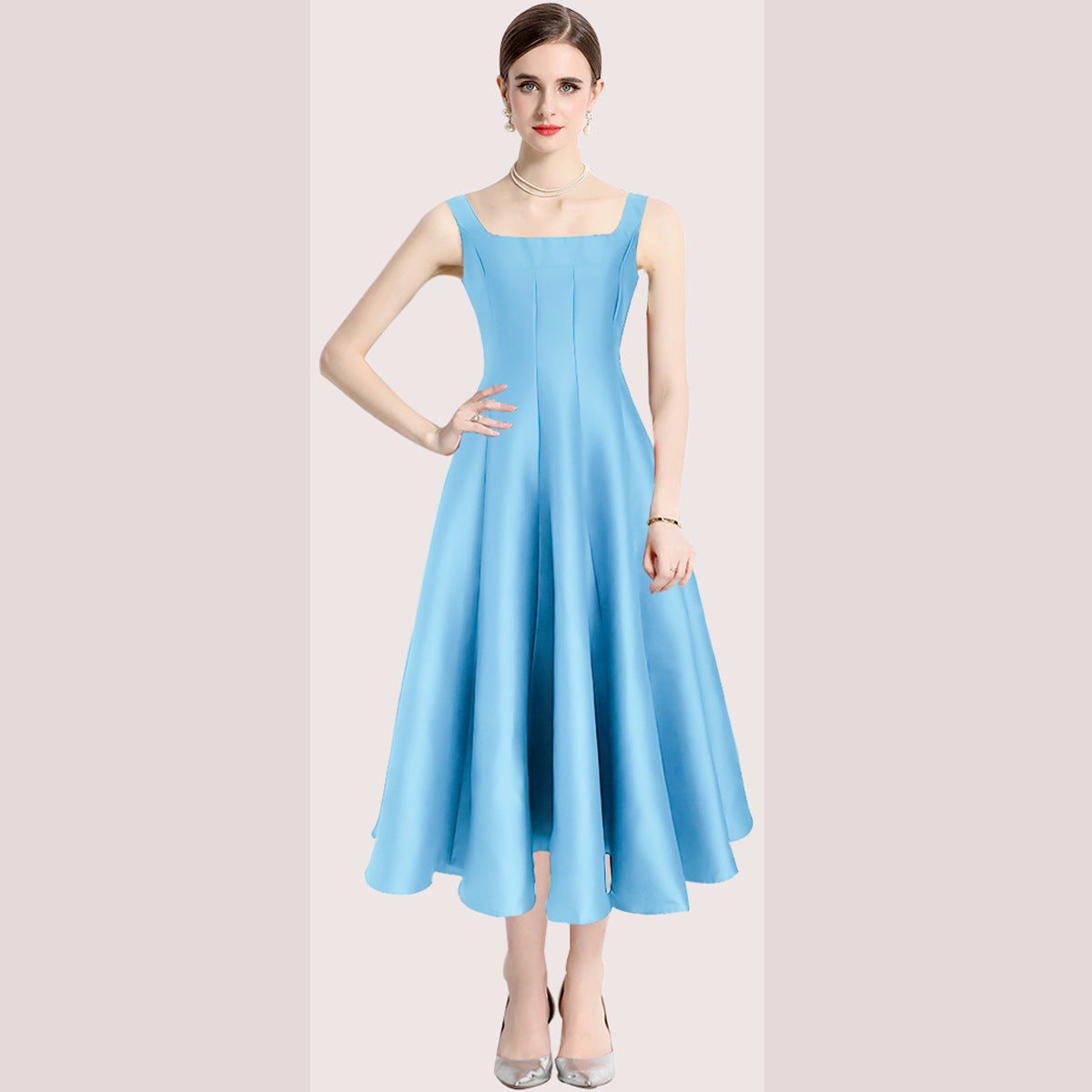 Vintage Simple Ball Evening Party Dresses-Dresses-Sky Blue-2XL-Free Shipping Leatheretro